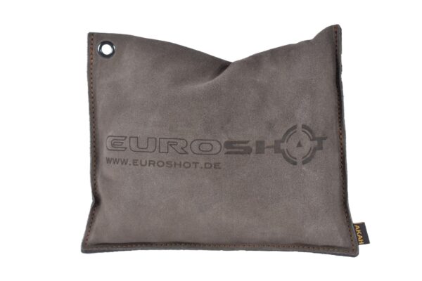AKAH Velourleder braun​ Aufschrift Euroshot Gewehrauflage