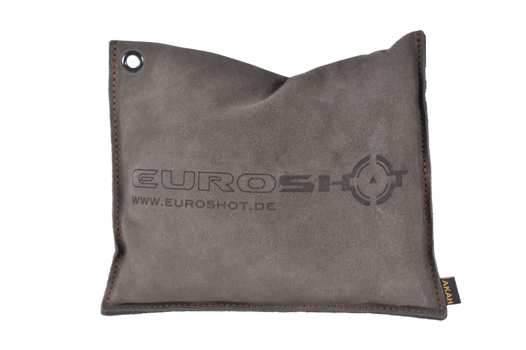 AKAH Velourleder braun​ Aufschrift Euroshot Gewehrauflage