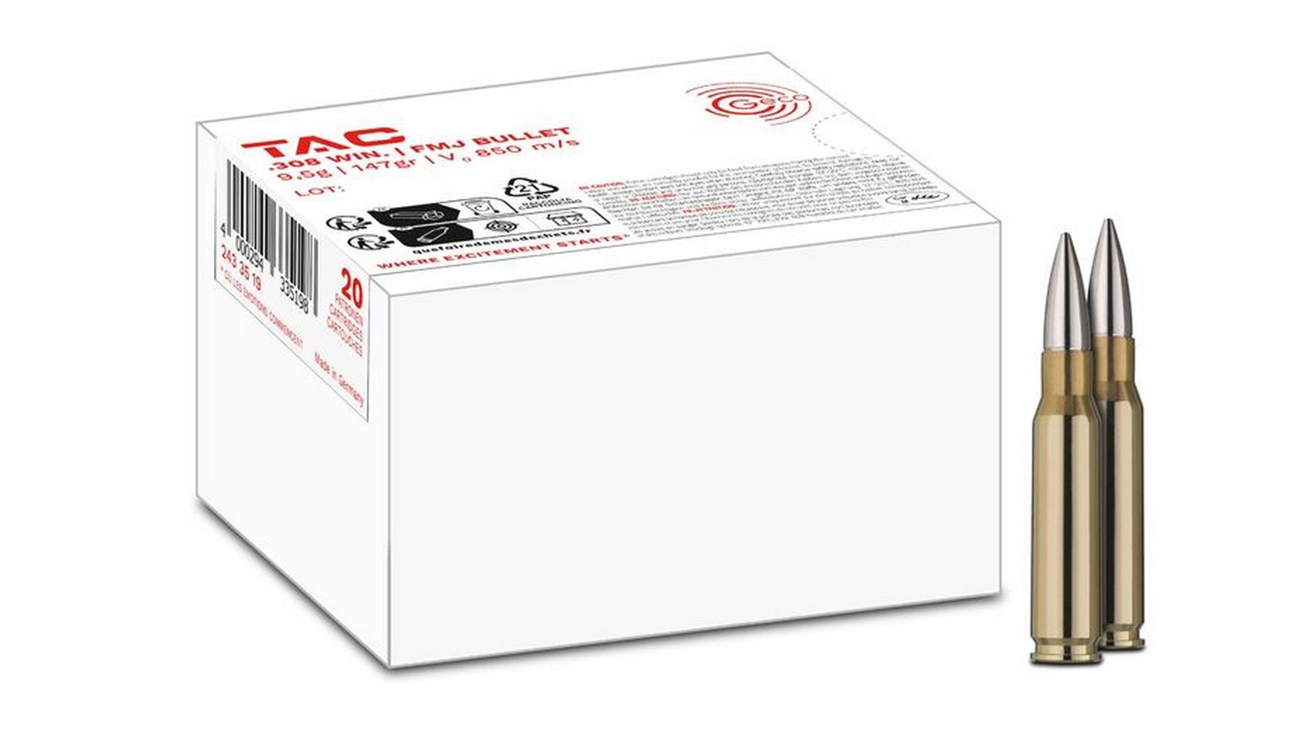 Geco .308 Win FMJ TAC 147grs / 9