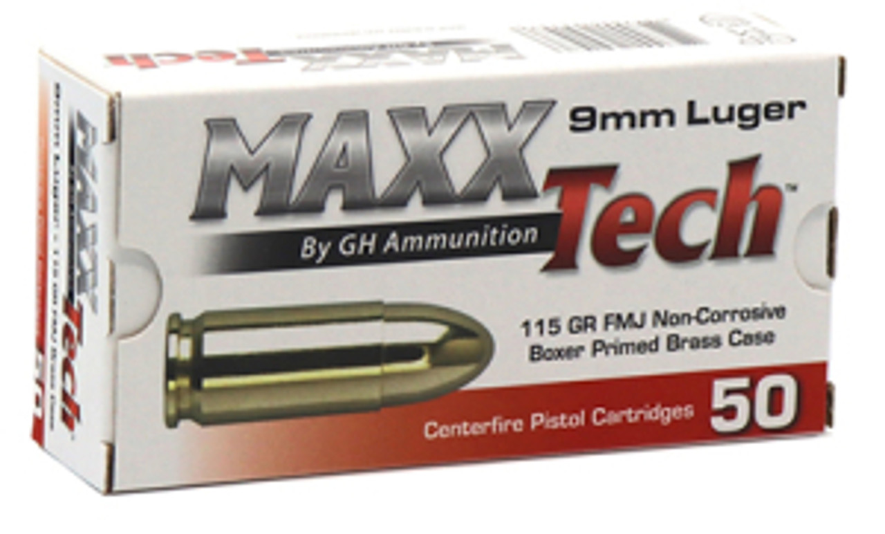 MaxxTech 9mm Luger FMJ 115grs / 7 MaxxTech 9mm Luger FMJ 115grs / 7