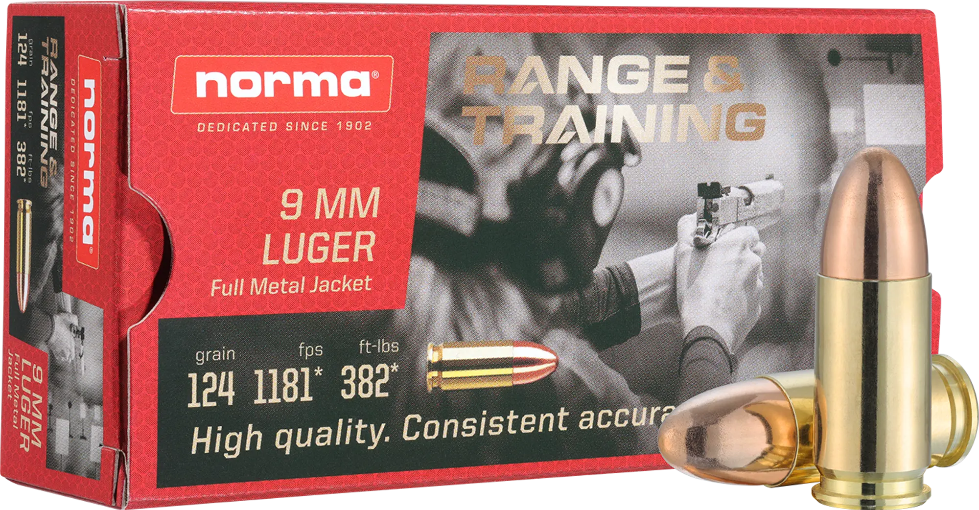 Norma 9mm Luger FMJ Range 124grs / 8 Norma 9mm Luger FMJ Range 124grs / 8